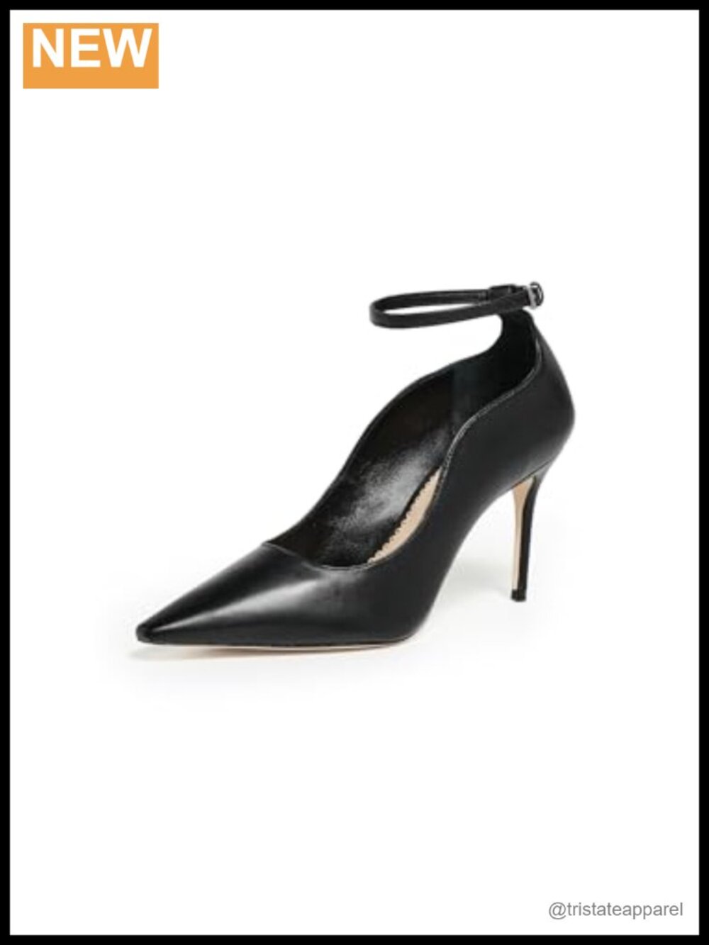 Pointed Toe Ankle Strap Stiletto Heels Detachable Charm Padded Insole
